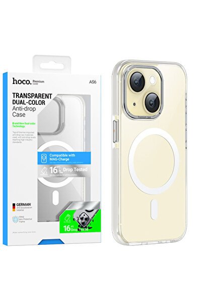 Apple Калъф Hoco (AS6) за iPhone 15 Pro - MagSafe, GripEdge, Прозрачен / Сив