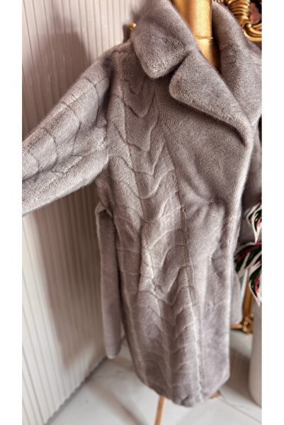 ŞEHRAZAT BUTİK Self-Patterned Gray Design Fur