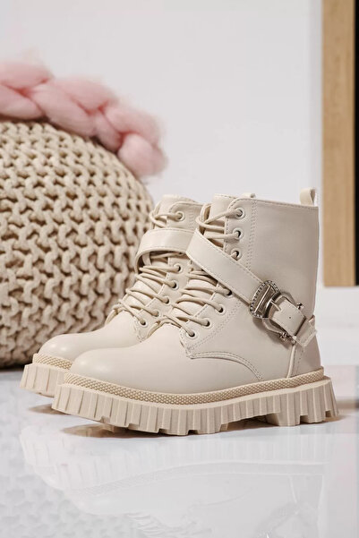 Zaira Μπεζ μπότες με επένδυση γούνας για κορίτσια από οικολογικό δέρμα Edith ...