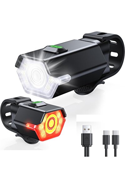 Hobimtek Ht-27 Şarjlı Bisiklet Işığı Ön Arka Flaşlı Usb 4 Mod Stop Lambası Iş...
