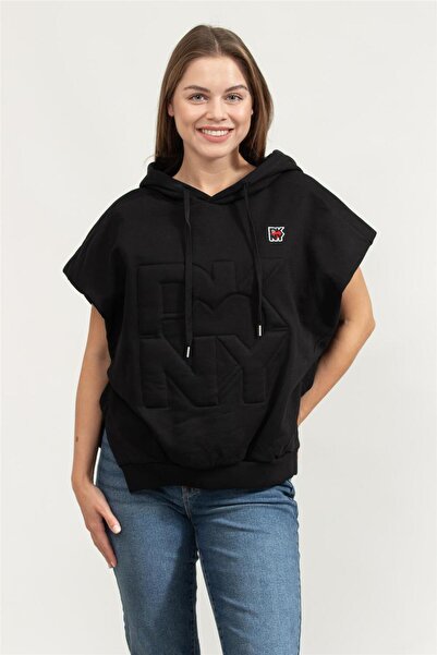 Dkny Kadın Kapüşonlu Sweatshirt Siyah