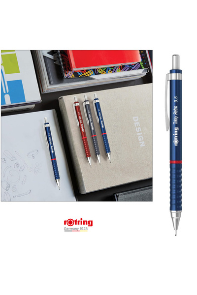 Rotring Creion Mecanic 0.5mm pentru Scris, Desen si Notite, cu Design Retro Albastru