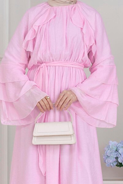 Sevitli Φόρεμα Lora με λεπτομέρεια βολάν-ροζ