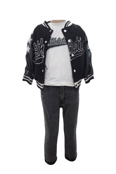 fantasialand Compleu baieti jacheta 3 piese, HTCB 113, culoare neagra