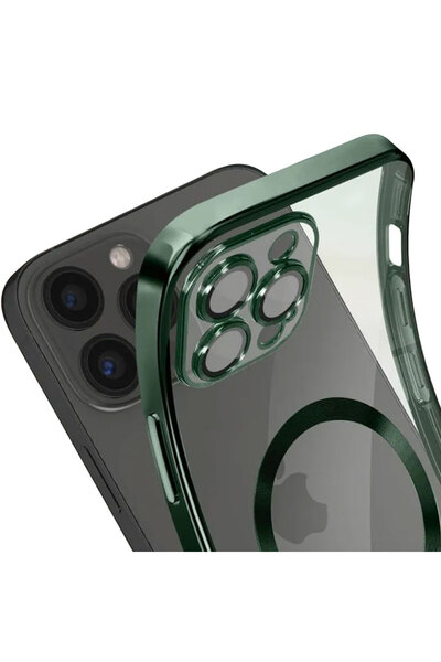 Apple Калъф за iPhone 11 Pro - силиконов с MagSafe, тънък, прозрачен | Зелен