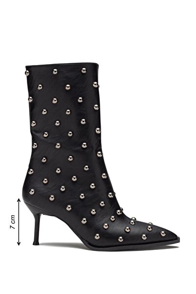 Dedos Women's High Heeled Special Buckle Zippered Daily Evening Dress Boots 1420