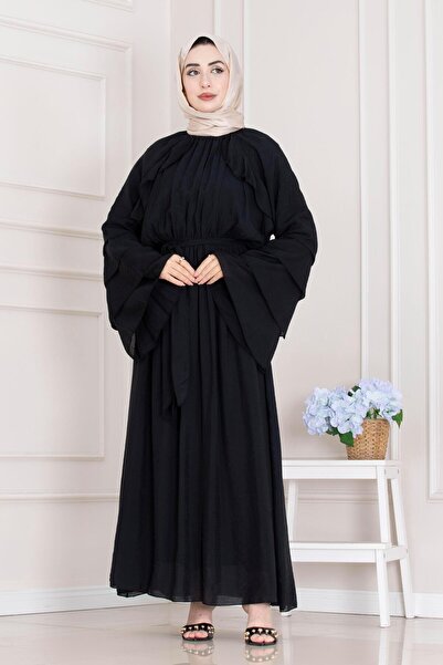 Sevitli Φόρεμα Lora με λεπτομέρεια βολάν-Μαύρο