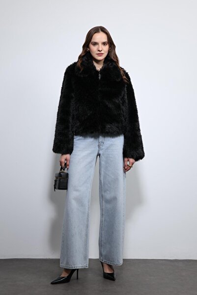 Antioch Black Plush Look Coat