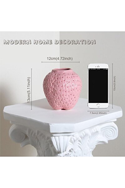 PIWINE Strawberry Ceramic Vase (Pink, Handmade)