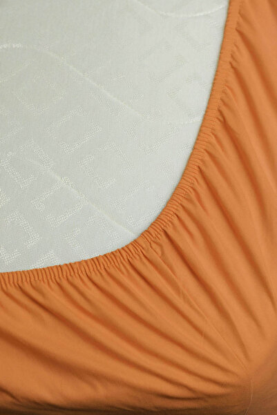 FAVORA 100% Cotton Ranforce Premium Single Fitted Sheet - Orange