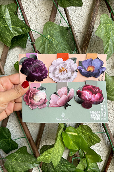 tinystoriestr Magnetic Bookmarks - Floral Themed 6 Pieces - Magnetic Bookmark Page Marker