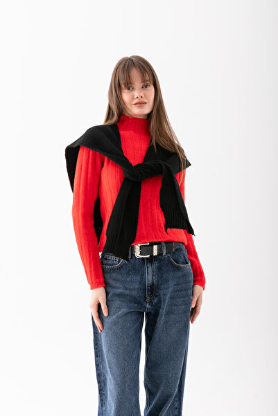 Wega Moda Yumoş Square Patchwork Scarf - Sports Knitwear Knitted Shoulder Scarf - Puffy Soft Textured Scarf