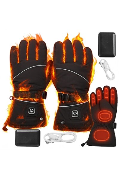 Optim Solution Heated Ski Gloves, Powerbank Heated, 3 Modes, Thermal Insulation, Waterproof, One Size, Black