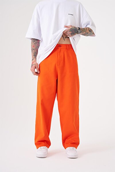 Machinist Oversized Gabardine Elastic Trousers Orange
