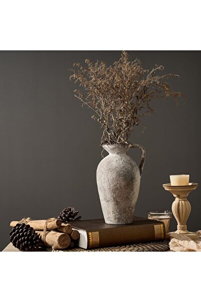 Luka Ceramic Rustic Farmhouse Terracotta Vase with Handle (9.25in, Brown)