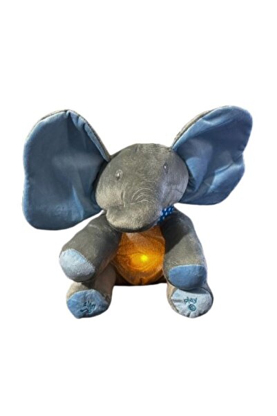 OEM Plush elephant toy with luminous belly that breathes and sings, Gray with Blue