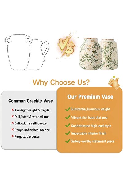 SPNOR Green & Beige Vintage Chinoiserie Ceramic Vase