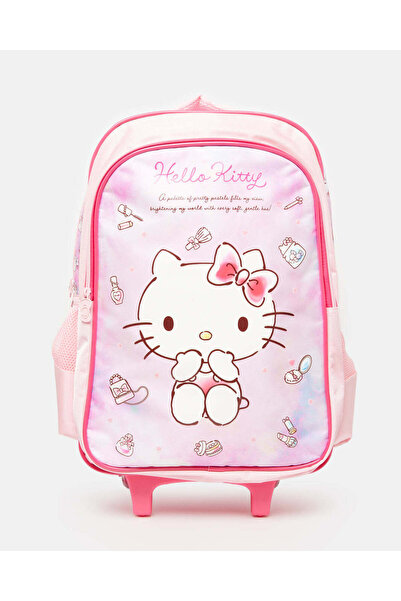 REDTAG Girls Pink Hello Kitty Print School Trolley Bag (18 Inch)