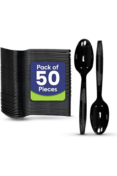 SNH Packing Plastic Disposable Fork 50-Pieces, Black