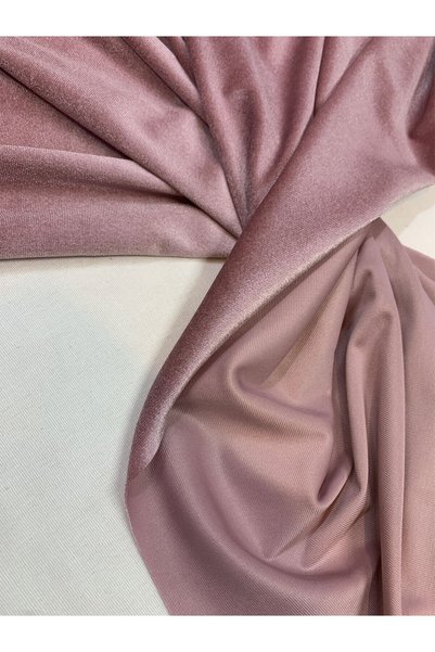 Yiğit Kumaş Silk Velvet Fabric L Stretch Fabric Flowy Dress Powder