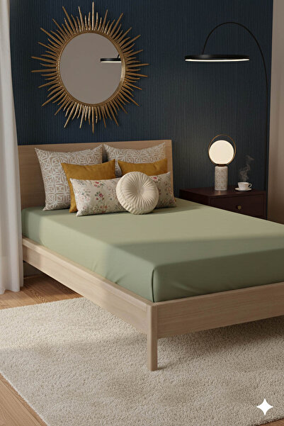 FAVORA 100% Cotton Ranforce Premium Single Fitted Sheet - Green