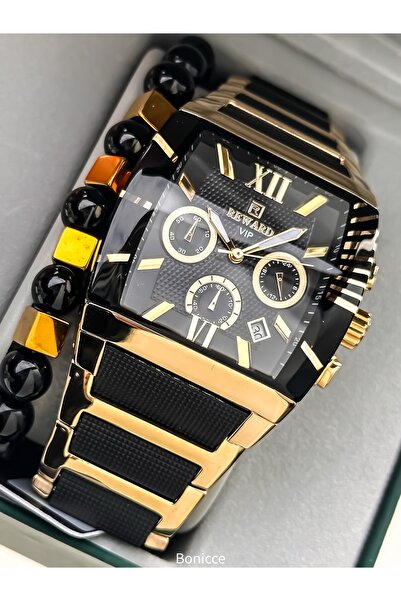 Reward Men's Watch, Steel-Silicone Band, Functions Active, Yellow Color, with Calendar, in Stylish Box, Bracelet Gift