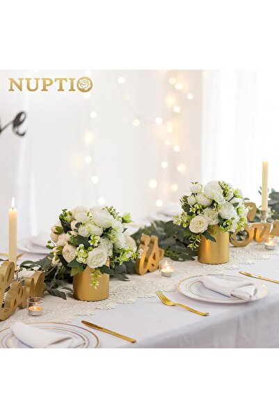 NUPTIO Gold Metal Flower Vases - 2 pcs, 13 cm (5.1 in) Centerpiece