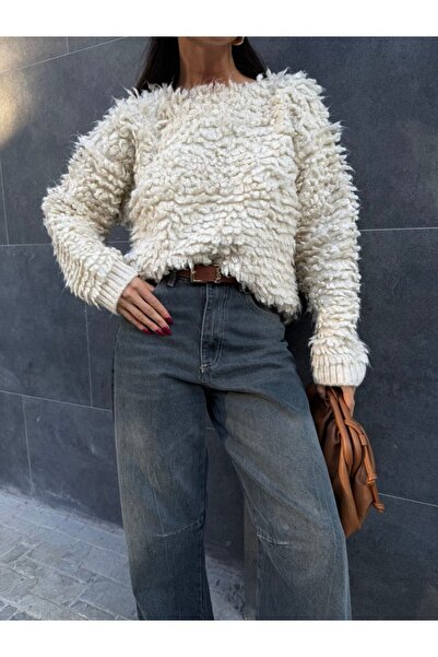 Paraf style Buklet Doku Ecru Winter Knitwear Sweater