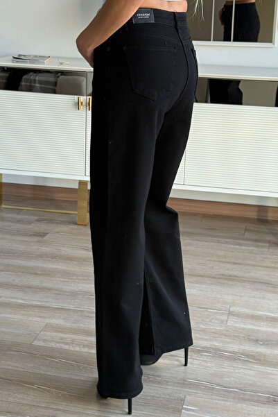 CİDDE Pantaloni de damă talie înaltă material elastic cu picioare largi, model Palazzo, blugi din denim