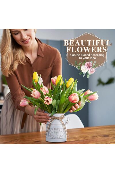 KASTWAVE Rustic Flowers Vases Metal Pitcher Jug with Handle 6 Inch Vintage Galvanized - 2 Pack