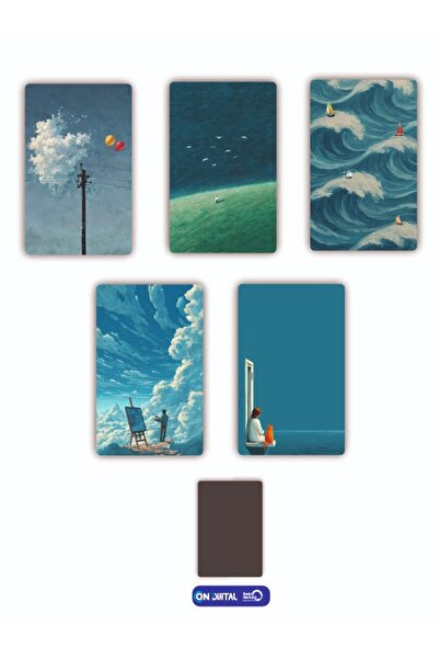 ON DİJİTAL BASKI MERKEZİ Gökyüzü Temalı 5 Adet Buzdolabı Magnet Seti