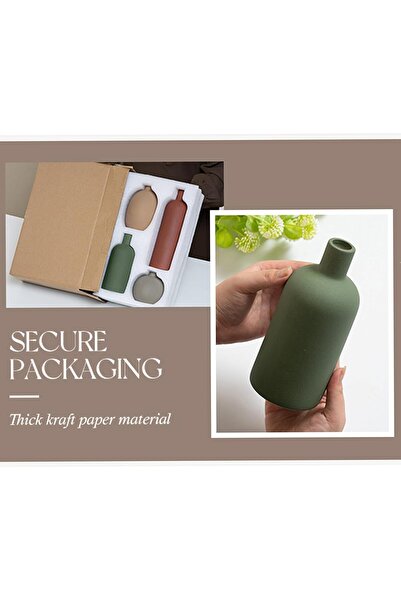 VaseTopia Ceramic Vase Set of 4 - Minimalist Boho Home Decor (Red/Green/Dark Brown/Grey)