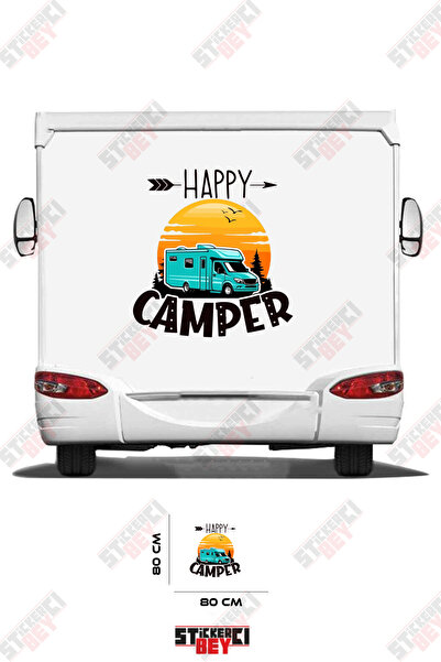 STİCKERCI BEY ملصق كرفان HAPPY CAMP مع صور للكرفان والطبيعة