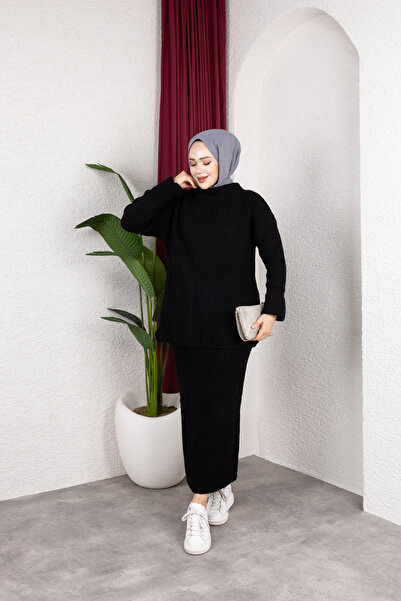 Sfg Life Moda طقم نسائي مكون من تونيك تريكو مع تنورة متعددة الطبقات وقلم رصاص