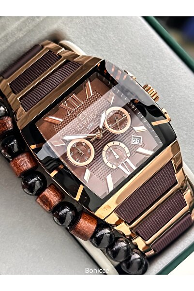 Reward Men's Watch, Steel-Silicone Band, Functions Active, Brown Calendar, Stylish Box, Bracelet Gift