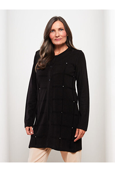 LC Waikiki Ozmak Brand New Season Crew Neck Sequin Embroidered Long Sleeve Women's Knitwear Cardigan