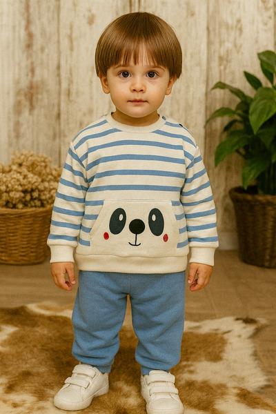 CemBebe Thick Three-Layer Cotton Warm Winter Tracksuit Set for Baby Boys