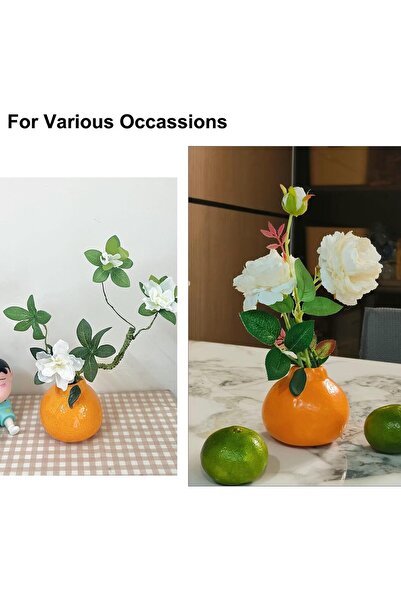 BIGTHREE Ceramic Tangerine Vases, Set of 2, Orange