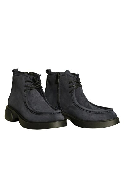 Platin Navy Blue Nubuck Women's Casual Boots