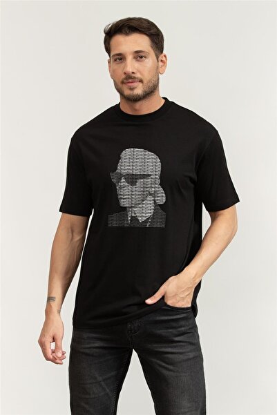Karl Lagerfeld Crewneck Erkek Bisiklet Yaka T-Shirt Siyah
