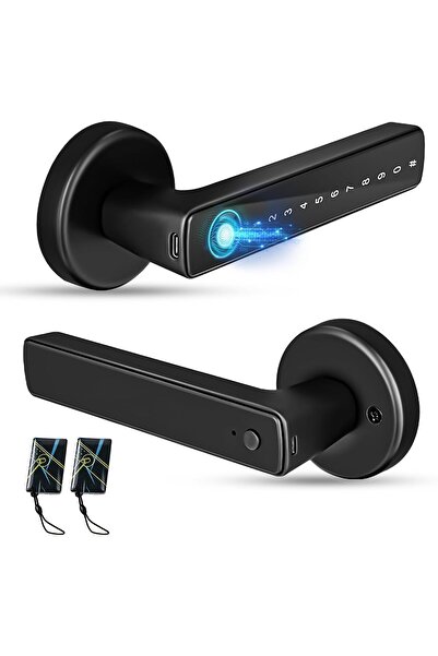 Generic قفل باب ذكي من ماكايورون، دخول بدون مفتاح، بمقبض (CS09، أسود)