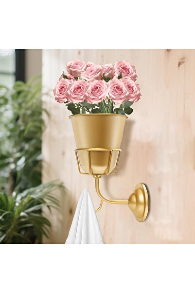 NALACAL Wall Vase, Gold Iron Wall Planter with Versatile Hook