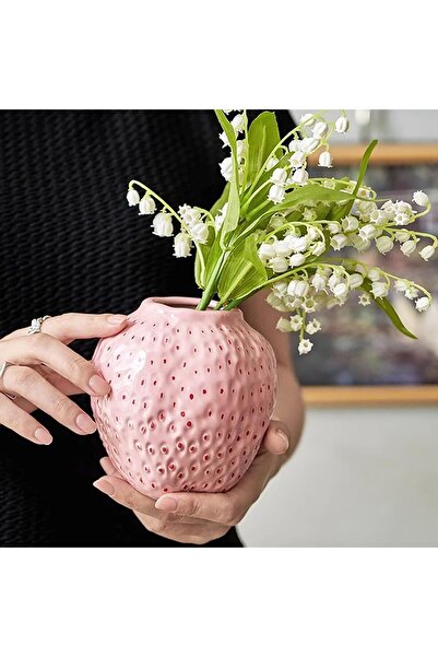 PIWINE Strawberry Ceramic Vase (Pink, Handmade)