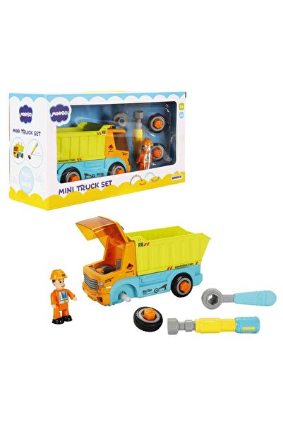 PopŞeker Figured Sök Tak Truck Set with Sound and Light – 18 cm Repair and Construction Site Game