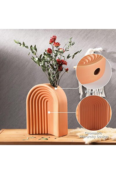 MAKINGTEC Modern Arched Ceramic Vase, Orange