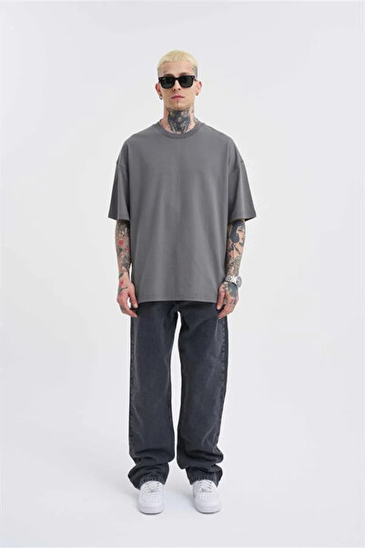 Machinist Men's Basic Super Cotton Oversized T-Shirt Smoke