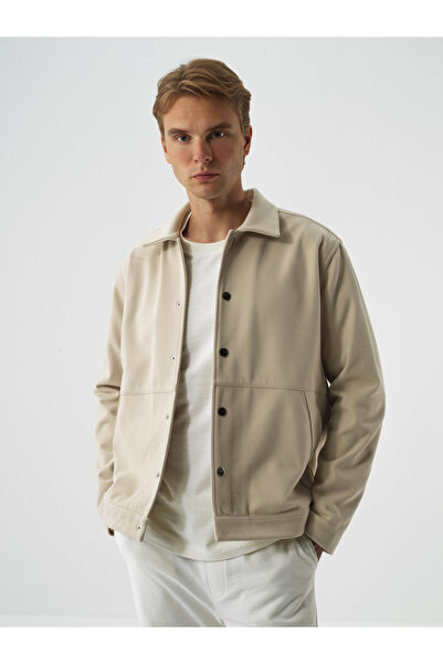Xint Erkek Bej Esnek Dokulu Regular Fit Ceket