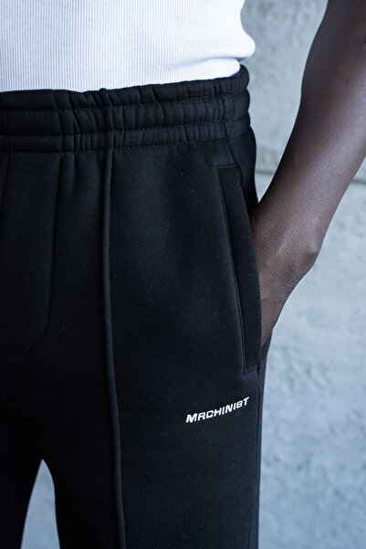 Machinist Men's Stitching Detailed Loose Fit Sweatpants Black