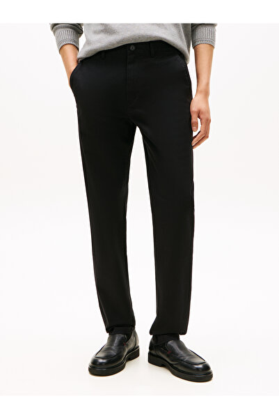 Tommy Hilfiger بنطال تشينو رجالي أسود من دنتون تويل بقصة مستقيمة
