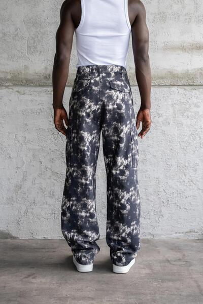 Machinist Ανδρικό παντελόνι Cargo με σχέδιο με φαρδύ κορδόνι μαύρο